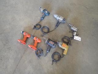 Mastercraft 120V 1/2in Impact Wrench c/w (4) Black & Decker 120V Drills And (2) Mastercraft GC1800 18V Drills *Note: No Battery Or Charger* 