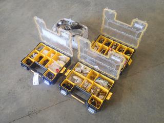 Qty Of DeWalt Organizers c/w Ball Valves, 90's, Starter Repair Kit And Assorted Supplies