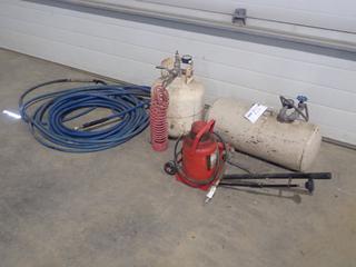 50-Ton Pneumatic Hydraulic Bottle Jack, (2) Air Tanks And Qty Of Air Hose