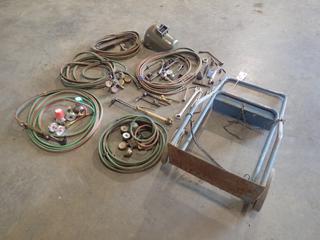 Oxy/Acetylene Cutting Torch Cart c/w Oxy/Acetylene Hose, Torches, Welding Helmet, Regulators And Assorted Supplies