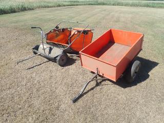 Allis-Chalmers 32in Lawn Sweeper w/ 3-Pt Hitch c/w 39in X 26in Cart w/ 3-Pt Hitch *Note: Buyer Responsible For Removal*