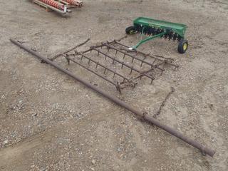 John Deere 42in Lawn Aerator c/w Harrow *Note: Has Damage*