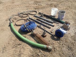 G&L SSV Submersible Pump c/w Submersible Well Pump, 4in Discharge Hose, Fittings And Pipe, Wire Rope Cables, Nuts, Threaded Rods And Chain *Note: Pumps Working Condition Unknown*