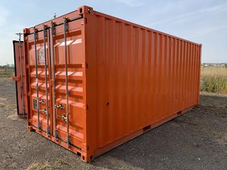 20ft Storage Container c/w Power, Lighting, And Custom Built Site Office with Vent Fan, White Board, Cork Board and Shelving  (HIGH RIVER YARD)