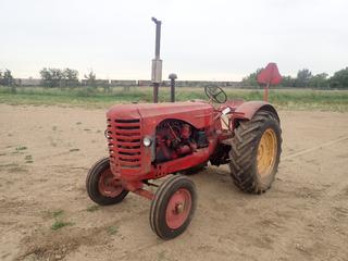 Massey Harris 44 Tractor c/w Continental Gas Engine, 5-Spd Manual, 6.00-16 Front And 14.9-30 Rear Tires. SN 44-GS8167 *Note: New Rad And Water Pump As Per Consignor, Running Condition Unknown* (FORT SASKATCHEWAN YARD)