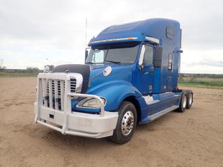 2006 Freightliner Columbia T/A Sleeper Truck Tractor c/w 14.0L Detroit Diesel, 13-Spd Manual, Webasto Preheat, 60in Sleeper, 232in WB And 11R22.5 Tires. CVIP 12/2024. Showing 2,605,548kms. VIN 1FUJA6CK06PW16212 *Note: VIN As Per Registration, Unable To Verify GVWR/GAWR* (FORT SASKATCHEWAN YARD)