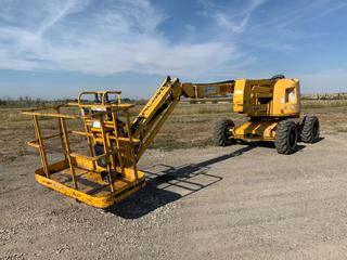 2002 Pinguely-Haulotte Articulated Manlift c/w Deutz 38hp Diesel Engine, 52ft Max. Height, 552lb Max. Capacity, 12.5/80-18 IMP Tires, Showing 5220hrs, S/N AD104946 *Note: Faulty Hydraulic Cylinder Valve, Requires Repairs* (HIGH RIVER YARD)