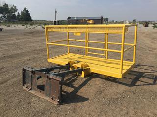 Custom Built 96in Scaffolding/Manlift Basket w/ 14ft Reach, Fits Skidsteer.  (HIGH RIVER YARD)