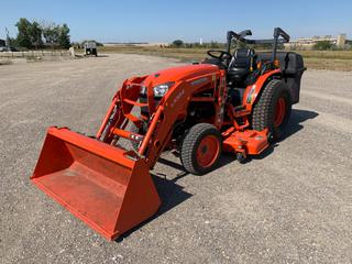 2019 Kubota B2650 4x4 Tractor c/w 18KW 1.3L Diesel, Mid PTO, Front End Loader, 60in Mower, Bagger Unit, Showing 322 Hours, PIN KBUB4AHRTK1H78046 *Note: Manual in Office* (HIGH RIVER YARD)