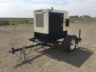 2015 Frontier 9000 Portable Generator c/w Kubota 1.1L Diesel Engine, 240V, 60Hz, 37.5A, Single Phase, Pintle Hitch, ST205/75R15 Tires, Showing 21,487 Hrs, VIN 2F9US1138FE080604.  (HIGH RIVER YARD)