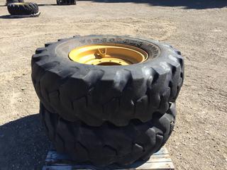 (2) Firestone Super Ground Grip 14.00-24TG G-2/L-2 Nylon Foam Filled Tires on 10-Bolt Rims PL#9021  (HIGH RIVER YARD)