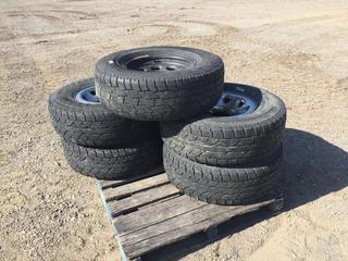 (4) Yokohama LT265/75R16 Tires on 8-Bolt Rims And (1) Cooper LT265/75R16 Tire on 8-Bolt Steel Rim PL#9116  (HIGH RIVER YARD)