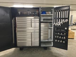 Tool Cabinet w/ Caterpillar 18-Drawer Chest And 6-Drawer Chest, 75in 25in x 73in,  Contents Included *Note: Keys in Office*  (HIGH RIVER YARD)