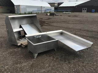 Commercial Sink/Countertop, 4ft 10in W x 5ft 7in L And Hood Vent 4ft x 5ft x 2ft PL#9033  (HIGH RIVER YARD)