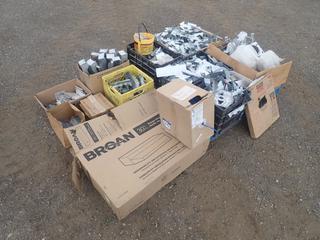 Broan 30in Range Hood and Assorted Floor Joist Hangers, Screws, Pot Lights and Wire  (HIGH RIVER YARD)