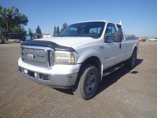 2007 Ford F350 XLT SD 4x4 Ext Cab Pickup c/w 6.0L V8 Powerstroke Turbo Diesel, A/T, 8ft Box, LT275/70R18 Tires, Better Built HD 100 Gallon Fuel Tank, Storage Box, Fill-Rite 12VDC Fuel Transfer Pump, Showing 377,596 Kms, VIN 1FTSX31P47EA13106. *Note: Check Engine Light On, Driver Door Key Lock Missing, Rust Throughout Body (HIGH RIVER YARD)