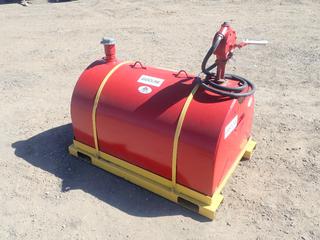 Westeel 46in L x 29in W x 2ft H Tank c/w Fill Rite Rotary Hand Pump with Skid Attachment with Fork Pockets  (HIGH RIVER YARD)