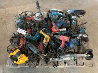 Quantity of Assorted Tools c/w Circular Saws, Heat Guns, Angle Grinders, Drills, Hammer Drill, Drywall Screwdrivers, Etc *Running Condition Unknown* (HIGH RIVER YARD)