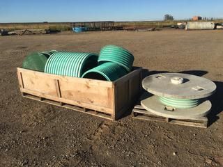 Quantity of Green Ultra Rib PVC Pipe, Double-Sided Concrete with Polylocks, Lids, Etc (HIGH RIVER YARD)