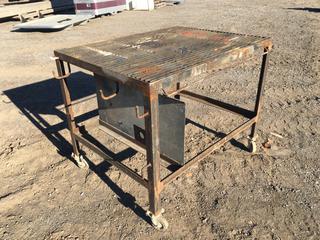 Custom Built Plasma Cutting Table on Dolly Wheels, 48in x 36in x 38in (HIGH RIVER YARD)