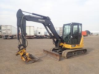 2021 Deere 60G Compact Excavator c/w Hydraulic Quick Attach Coupler, Aux Hydraulic, A/C, Heater, 78in Back Fill Blade and 42in Swivel Clean Up Bucket, Showing 1,618 Hrs, S/N 1FF060GXCMJ293590.  (HIGH RIVER YARD)