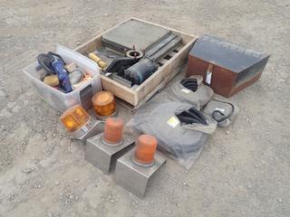 Quantity of Assorted Supplies c/w Mudflaps, Beacon Lights, Simoniz Buffer with Pads/Brushes, 1-1/4in Hose, Storage Box, Etc (HIGH RIVER YARD)