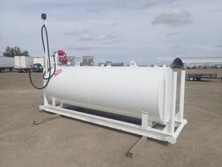 2022 ULC 1000 Gallon Skid Mounted Fuel Tank c/w Fill-Rite Litre Meter, Fill-Rite FR710V 120V Pump, Retraction System for Hose, 1in Hose and Nozzle, S/N G14855096 (HIGH RIVER YARD)