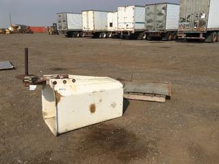 Steel Dock Plate (48in x 36in x 7-1/2in), (2) 7in Legs and (1) Manbasket 26in x 29in x 57in (HIGH RIVER YARD)