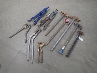 Quantity of Assorted Pipe Benders, Cutters, Pipe Stands, Sledge Hammers and Crimpers (HIGH RIVER YARD)