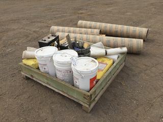 Quantity of Assorted Supplies c/w Concrete Mix, Xypex Patch N Plug, Trowels, Poly, Concrete Tubes, Etc (HIGH RIVER YARD)