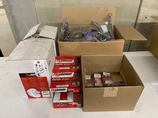 (2) Fixed Front Welding Helmets,  Assorted Clear and Poly-Carbonated Lense Welding Safety Glasses, Oxy Fuel Regulators, Insulators, Tips, Soldering Paste Flux, Etc (HIGH RIVER YARD)