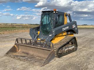 2018 Deere 333G Compact Track Skid Steer c/w AC/Heat, Aux. Hyd, 90in HD Bucket w/ Custom Spill Guard,  Electric Quick Attach, 18in Wide Tracks, Showing  3338 Hrs, S/N 1T0333GKCJE326691.  (HIGH RIVER YARD)