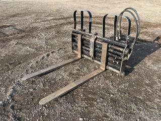 HLA 48"L x 60"W Hydraulic Adjustable Forks, 5500 LB Capacity, Fits Skidsteer.  (HIGH RIVER YARD)