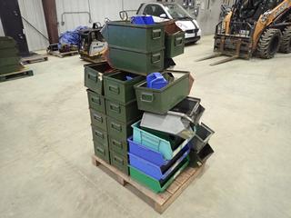 Qty Of Assorted Stacking Parts Organizing Bins  (FORT SASKATCHEWAN YARD)