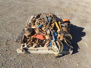 Pallet of Assorted Chains, Boomers, Etc (HIGH RIVER YARD)