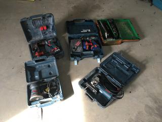 Assorted Bosch Hand Tools c/w Palm Sander, Jigsaw, Impact Drivers, Chargers, Batteries and Greenlee Knock Out Punch Drivers (HIGH RIVER YARD)