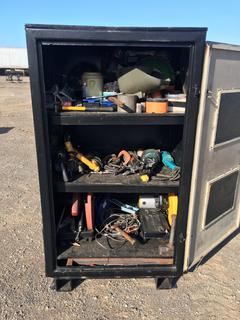 Tool Cabinet with Assorted Welding Supplies, Power Tools, Etc 37in x 25in x 66in *Contents Included* (HIGH RIVER YARD)