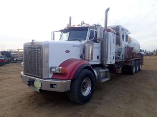 2007 Peterbilt Conventional Tri-Axle Truck Mounted Non-Fired N2 Pumping Unit c/w Caterpillar Diesel Engine, 18-Spd Eaton Fuller, Webasto Engine Heater, Unibilt-Peterbilt 3ft CAB Sleeper, 72,880lb GVWR, 20,000lb Fronts, 17,626lb Rears, 2006 Hydra Rig N2 Pump w/ 180k SCFM And 10KPSI, Wessington Cryogenic RTV3000 11,355L Nitrogen Tank, 445/65R22.5 Front And 11R24.5 Rear Tires. CVIP 05/2025. Showing 2110hrs, 345,661kms. VIN 1XPAPBEXX7N672256