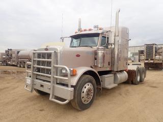 2006 Peterbilt Conventional 379 T/A Sleeper Truck Tractor c/w Cummins ISX 15L 475hp Diesel, 18-Spd Eaton Fuller, Webasto Engine Heater, 56,860lb GVWR, 12,860lb Fronts, 22,000lb Rears, Aluminum Storage Box, 4ft Sleeper, 252in WB And 11R24.5 Tires. CVIP 04/2025. Showing 918.9hrs, 438,739kms. VIN 1XP5D49X56D871719 