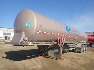 2010 Alloy Custom Products Tridem Cryogenic Liquid Nitrogen Tank Trailer c/w Cummins QSB 3.3 3.26L Diesel, 36,801L Cap, 93,000lb GVWR, 23,000 GAWR And 11R24.5 Tires. CVIP 12/2024. Showing 46 Engine Hrs. Hubodometer Showing 38,754kms. VIN 1A9PA4834AD503014