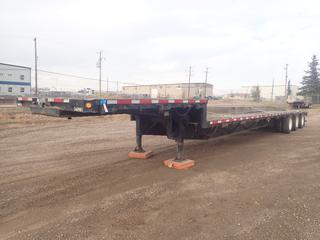 2007 Manac Model 13353A00 52ft X 8ft Tri-Axle Step Deck Trailer c/w 87,083lb GVWR, 22,500lb GAWR And 275/70R22.5 Tires. CVIP 03/2025. Hubodometer Showing 328,195kms. VIN 2M513161571113828 