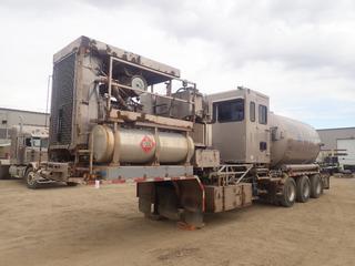 2006 Peerless 42ft Tri-Axle Drop Deck Non-Fired N2 Pumping Trailer c/w 101,346lb GVWR, 22,487lb GAWR, Crown Industries TC341 Cryogenic Vessel Alternatives 3800-Gal Nitrogen Tank, (2) 200-Gal Mtd Diesel Tanks, Cummins QSX15 600hp Diesel Engine, Diesel Fired Webasto Engine Heater w/ Electric Start And 11R24.5 Tires. CVIP 02/2025. Hubodometer Showing 239,491kms. Showing 252 Engine Hrs. VIN 2PLC042306BE12246