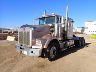 1999 Kenworth T800B T/A Sleeper Truck Tractor c/w Cummins Recon 99N14B Diesel, 18-Spd Eaton Fuller, 36in Sleeper, 26,581kg GVWR, 5833kg Fronts, 10,432kg Rears, 232in WB And 11R24.5 Tires. Showing 32,840hrs, 305,901kms. VIN 1XKDD60X3XR955472