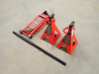 Propel 4-Ton Low Profile Hydraulic Floor Jack c/w (2) Propel 12-Ton Jack Stands