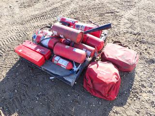 Qty Of Dry Chemical ABC Fire Extinguishers c/w Blanket Bag, First Aid Kit And Triangle Flares *Note: May Require Recertification And Refilling*