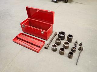 Toolbox c/w 1in, 3/4in, 1 7/8in, 1 13/16in, 2in, 2 3/8in, 2 9/16in And 3 1/2in Sockets And 3/4in - 1in Reducer