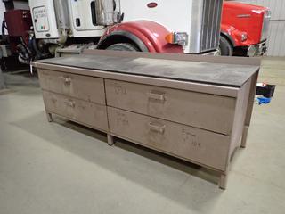 9ft X 3ft X 38in Workbench w/ (4) 50in X 32in X 12in Drawers