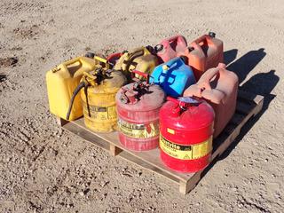 (2) Justrite 5-Gal Gas Safety Can c/w Justrite 5-Gal Diesel Safety Can And Assorted Diesel And Gas Jerry Cans