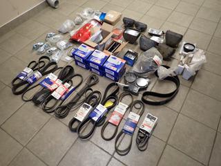 Qty Of Belts, Turpentine Belts, Door Latch, AC Clutch, Foot Step Latch, Voltmeter, Fog Lamps, Weather Caps, Inline Fuel Filter, Bracket Pin, Tail Light And Assorted Supplies 