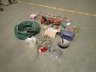 Qty Of (4) Beacon Lights, Tow Light w/ Cord, Chain, Whip Springs, Whip Bulbs, Hub Cap, Reflection Tape And Assorted Supplies